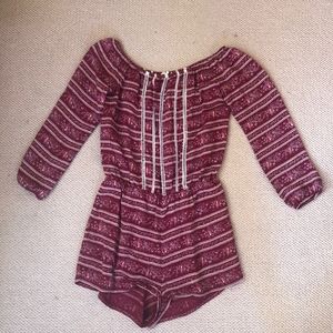 Red Off the Shoulder Romper